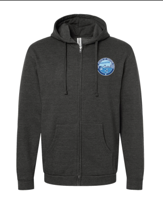 GSGI Raygun Zip-Up Hoodie, Gray w/ Blue Logo